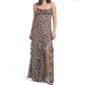 NICHOLAS Kamila Ruffle Cowl Gown - Abstract Leopard